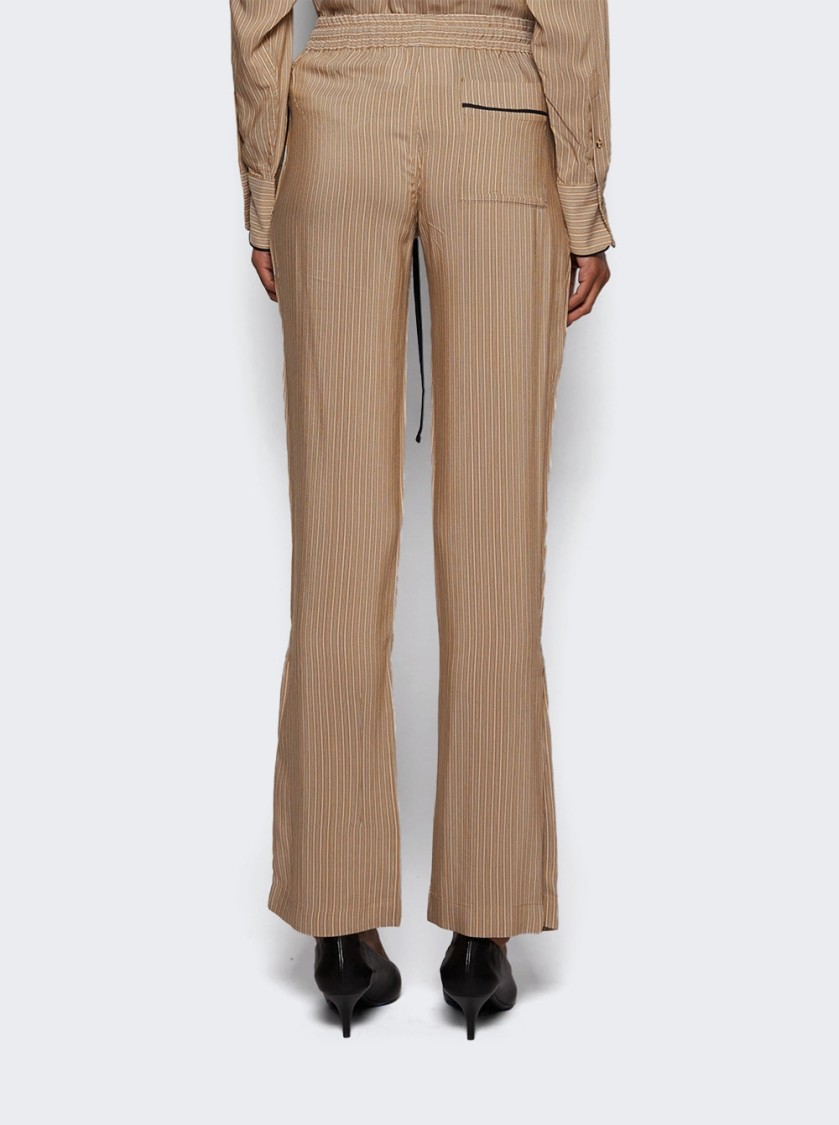 Victoria Beckham Pleat Detail Pyjama Trouser Tobacco And Midnight In Brown