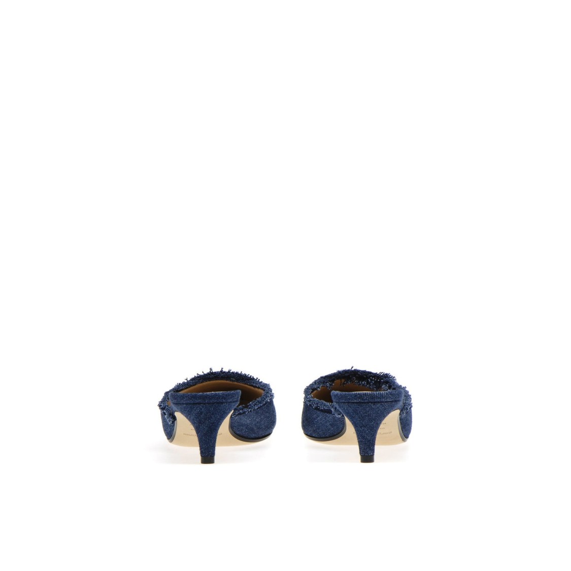 Sergio Rossi Denim Effect Mules With Pointed Toe In Black