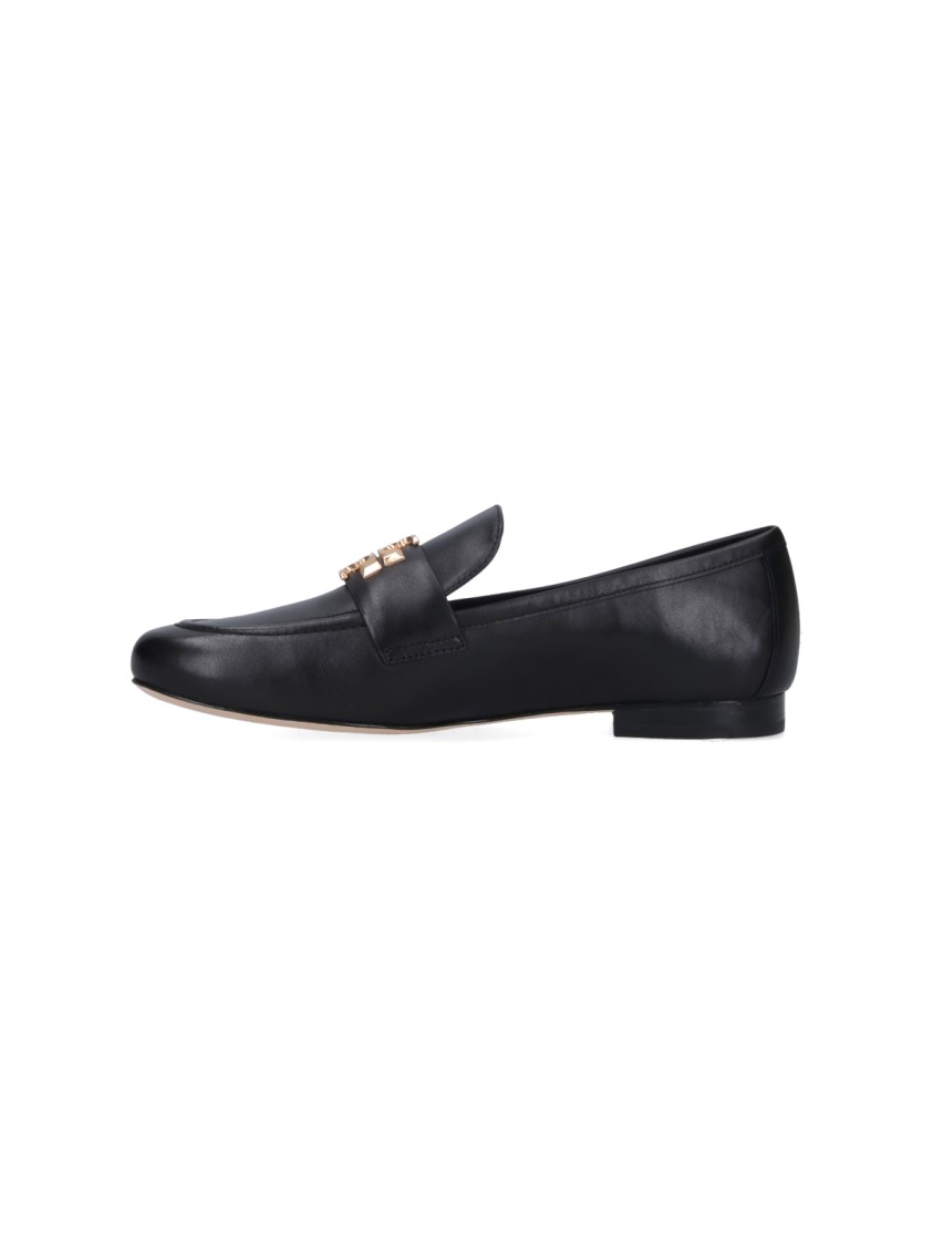 Tory Burch 'eleonor' Black Slip-on Loafers With Double T In Black