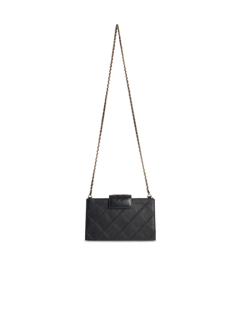 Tory Burch Black Leather Chain Wallet