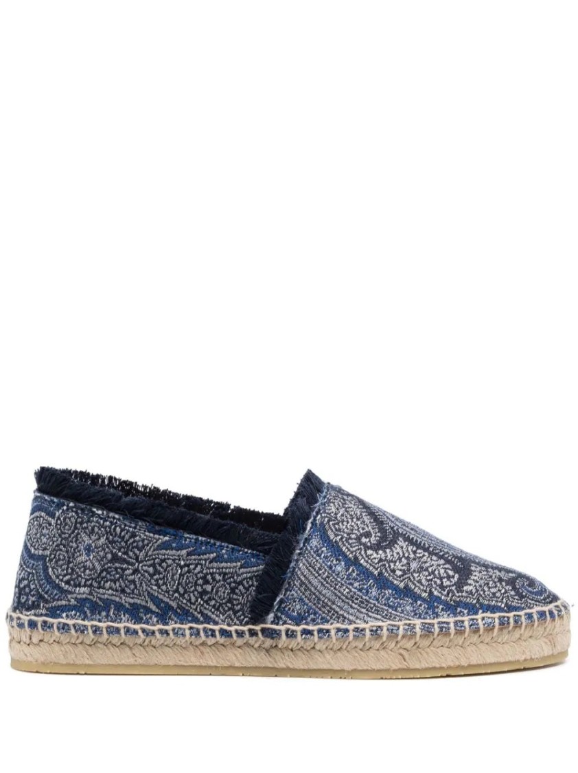 Etro Paisley Pattern Espadrilles With Goat Leather Lining In Blue