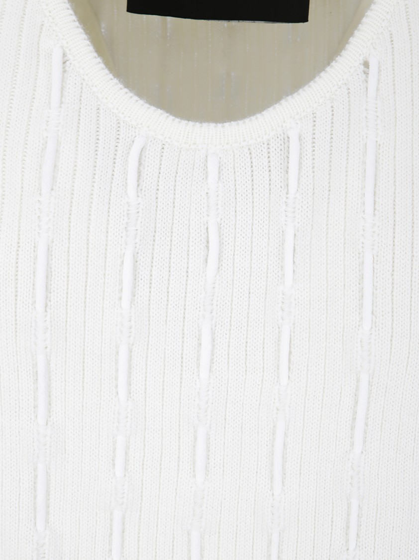 Institution Wool Top With String Inserts In White