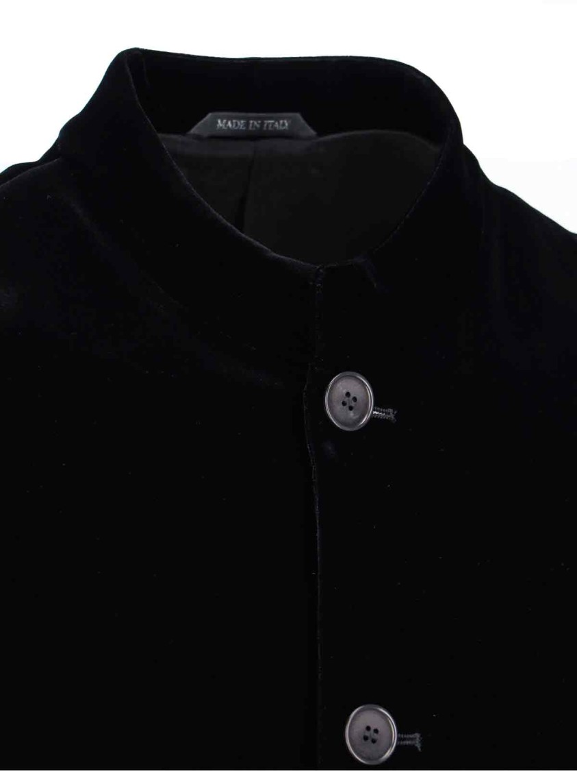 Giorgio Armani Velvet Texture Front Pockets Long Sleeves In Black
