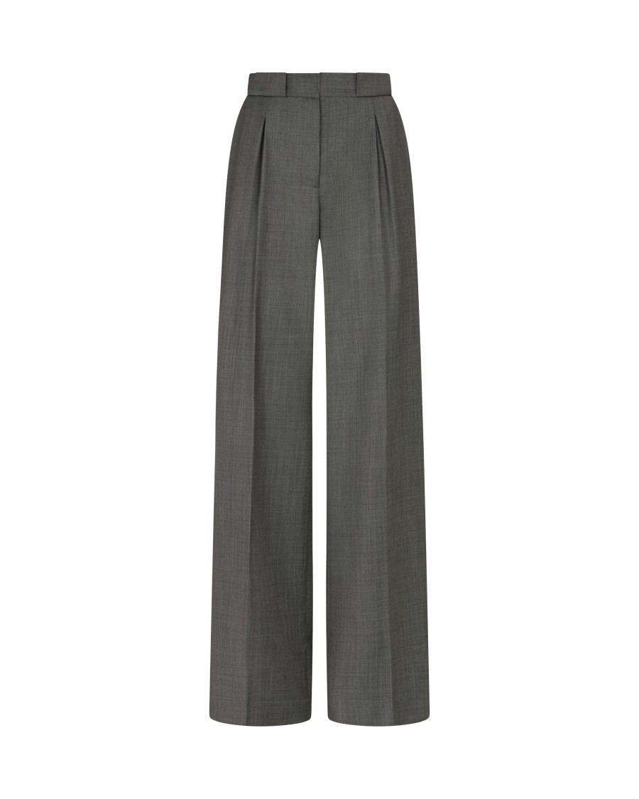 Serena Bute Wool Pleated Trouser - Dark Grey In Grey