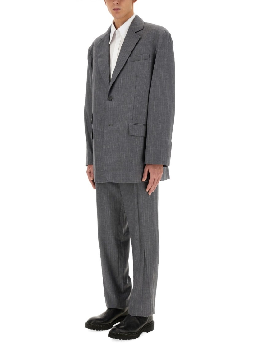 Helmut Lang Oversized Wool Blazer In Grey