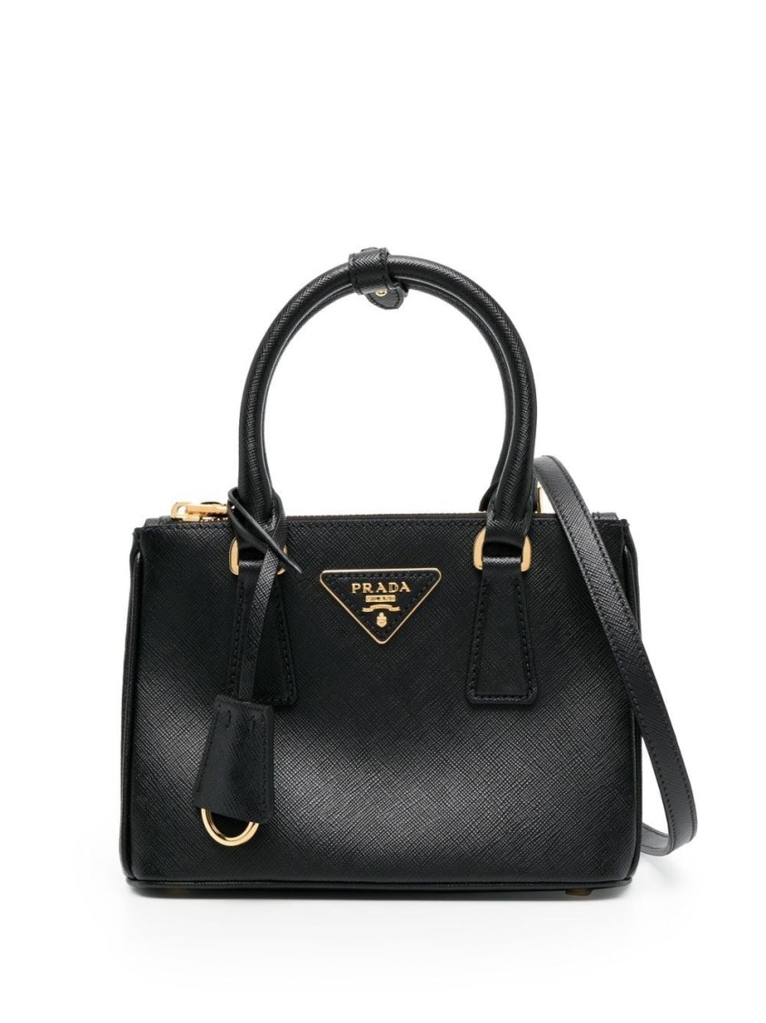 Prada Logo-plaque Shoulder Bag In Black