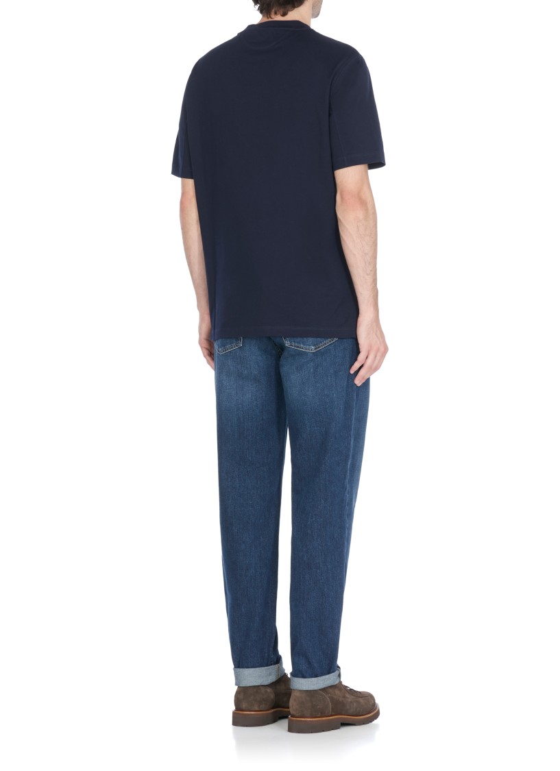 Brunello Cucinelli Signature Logo Cotton T-shirt In Black