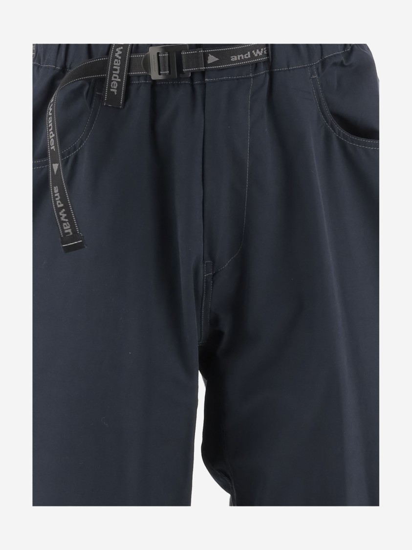 And Wander Navy Relaxed-fit Trousers With Adjustable Belt
