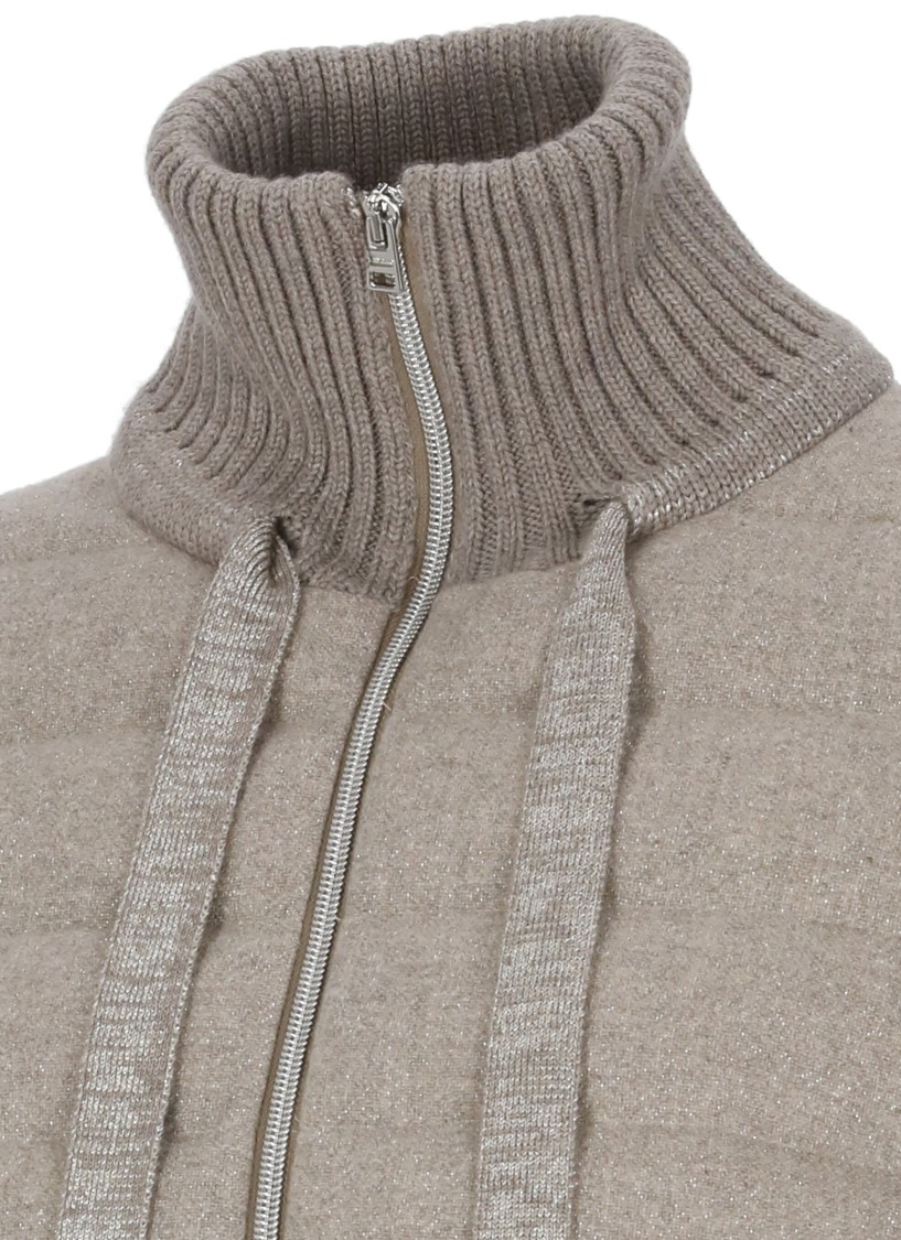 Herno Beige Down Jacket With Drawstring High  Neck And Removable Gloves In Neutral