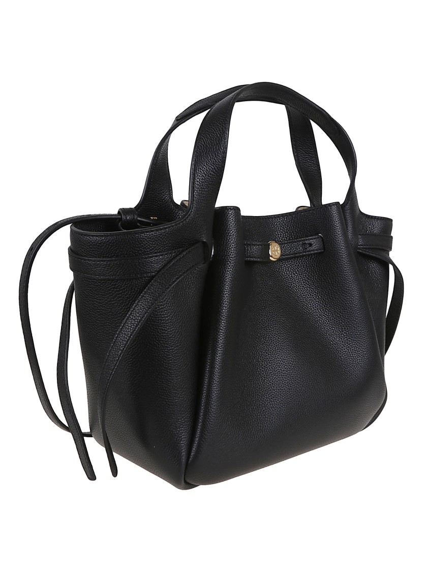 Tory Burch Romy Pebbled Satchel In Black