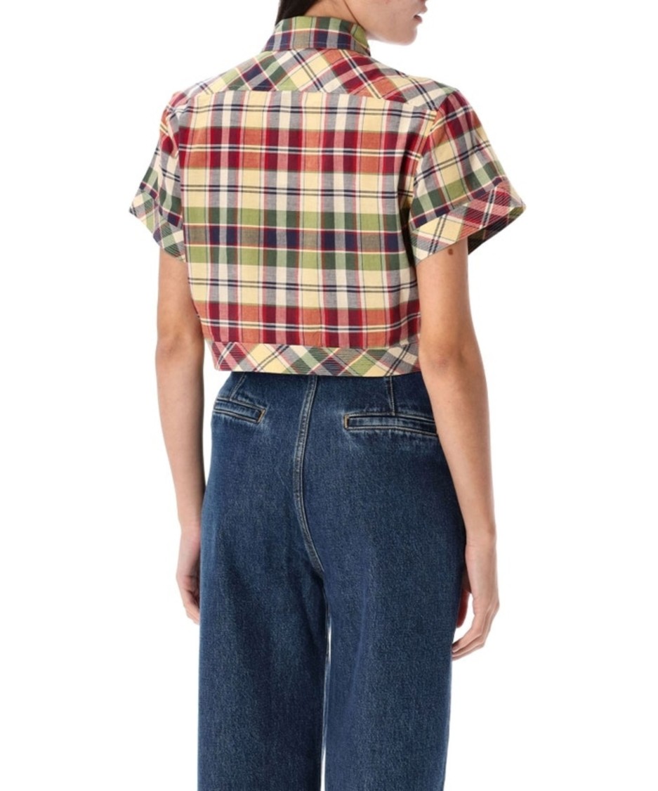 Shop Polo Ralph Lauren Cropped Tartan Shirt In Multicolor