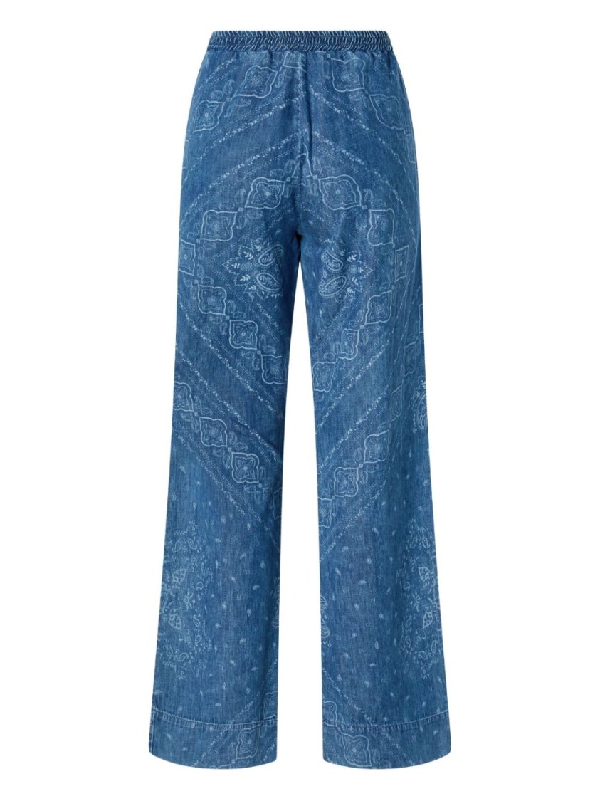 Pinko Wide-leg Trousers With Elastic Waistband In Blue