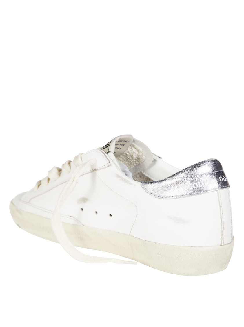 Golden Goose Super Star Leather Upper And Toe Glitter Star Laminated Heel In White