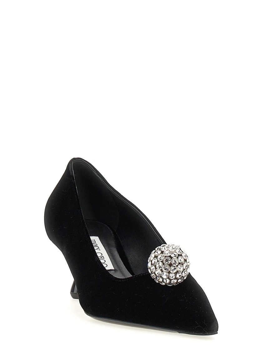 Jimmy Choo Orb 50 Crystal-embellished Velvet Pumps In Black