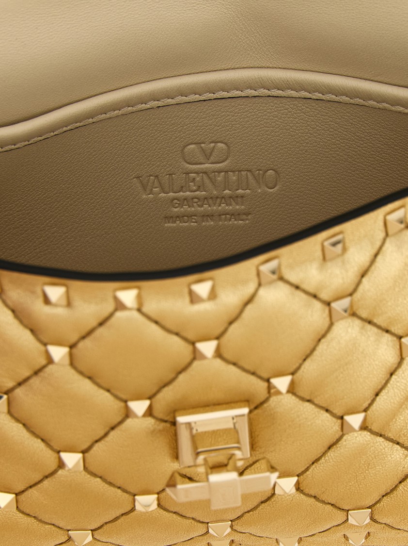 Valentino Garavani Rockstudspike' S Shoulder Bag In Gold