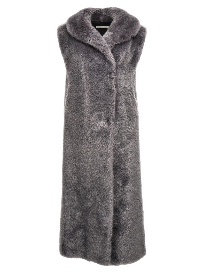 Philosophy Di Lorenzo Serafini Philosophy Extra Long Faux Fur Vest In Gray