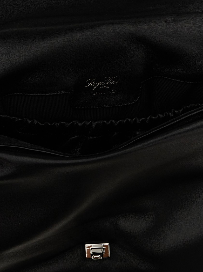 Roger Vivier 'viv' Choc Large' Shoulder Bag In Black