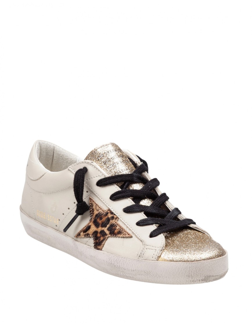 スニーカー Golden  Gold Glitter Sneakers With Pony Hair Star Golden Goose Gold Glitter With Pony Hair Star Accent | THE LIST