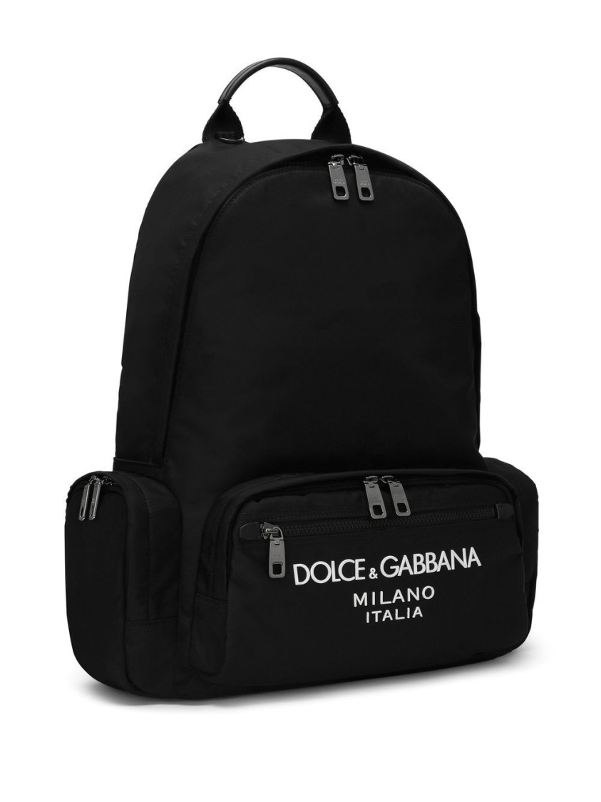 Dolce & Gabbana Logo-print Black Backpack With Functional Design In Black