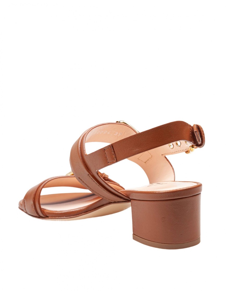 Agl Attilio Giusti Leombruni Agl Brandy Leather Sandals With Maxi Buckles In Brown
