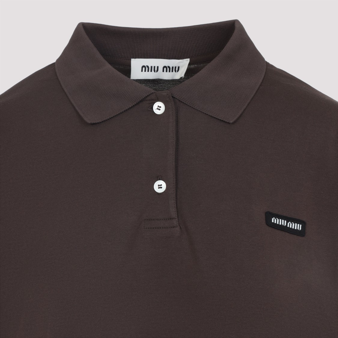 Miu Miu Contemporary Polo Shirt With Layered Striped Sleeves In Brown