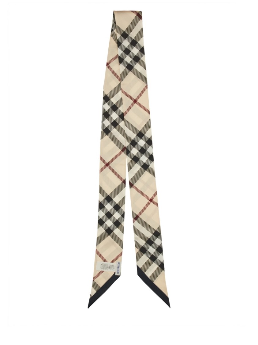 Burberry Classic Check Pattern Silk Scarf In Grey