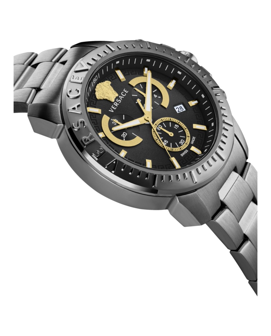 Versace New Chrono Chronograph Watch In Gray