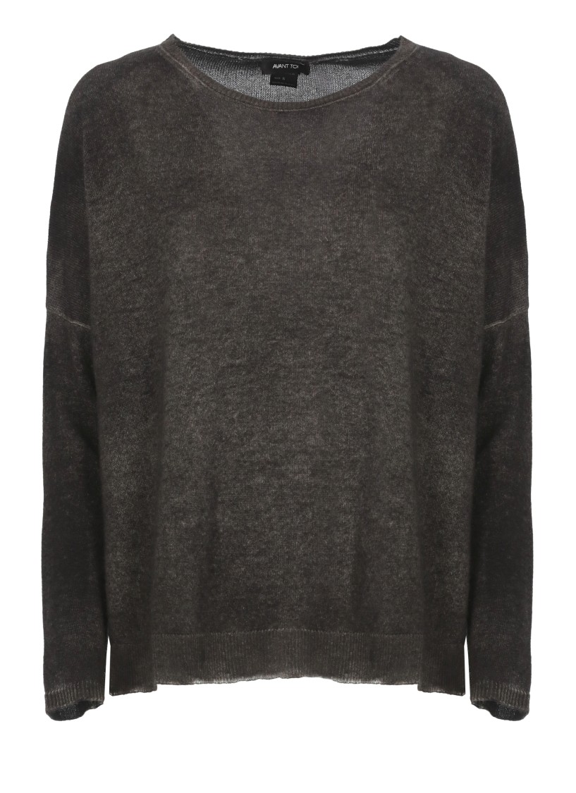 Avant Toi Gradient Grey Cashmere Sweater In Black