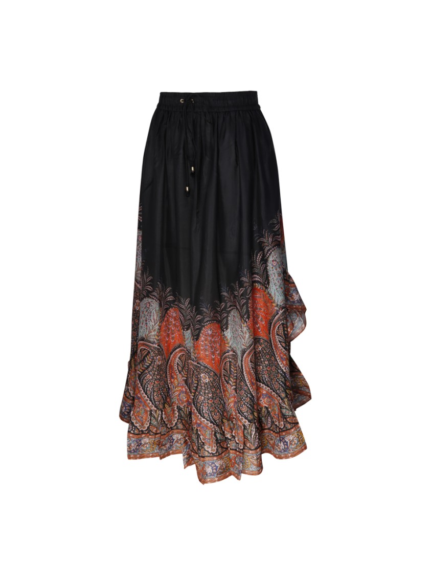 Zimmermann Rhiannon Ruffled Paisley-print Organic Silk Maxi Skirt