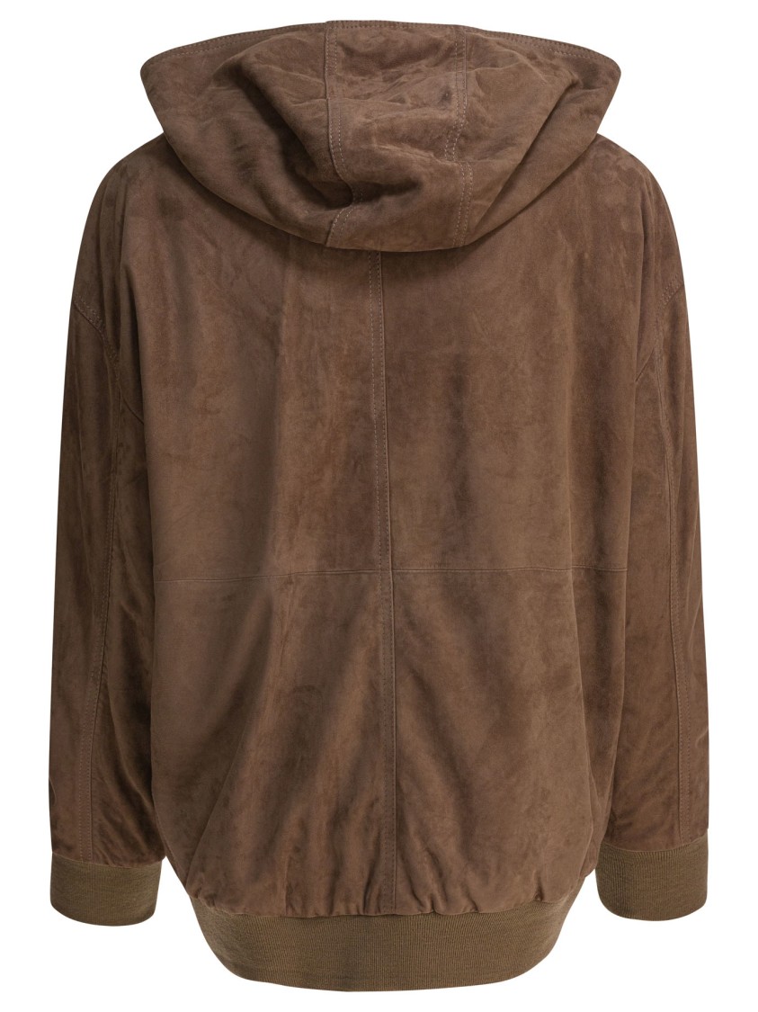 Max Mara Brown Suede Jacket With Relaxed Fit In Brown