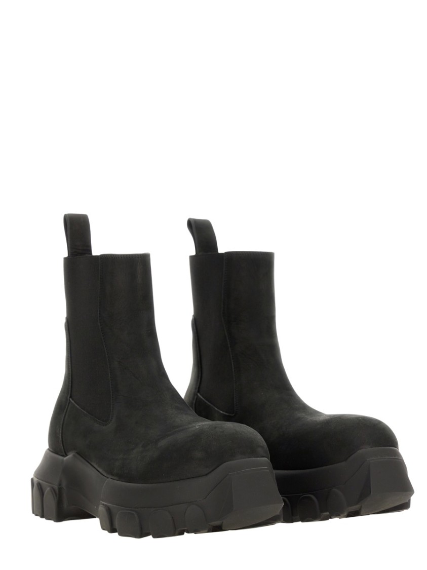 Rick Owens Leather Boot In Black