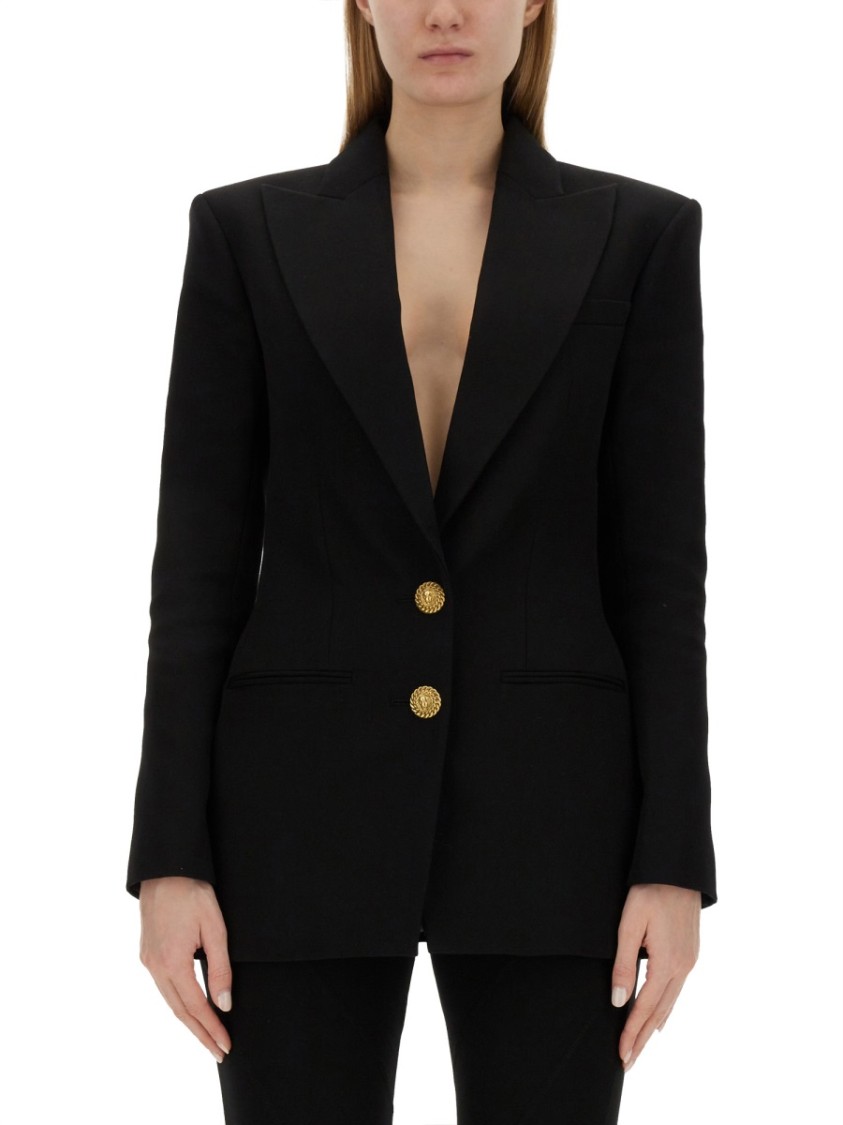 Balmain Logo Button Double-breasted Blazer