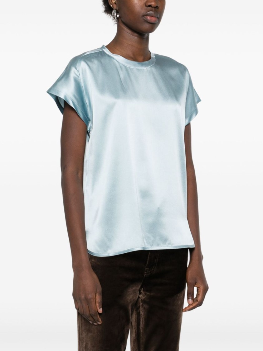 Pinko Farida Blouse Satin Silk Clothing In Blue