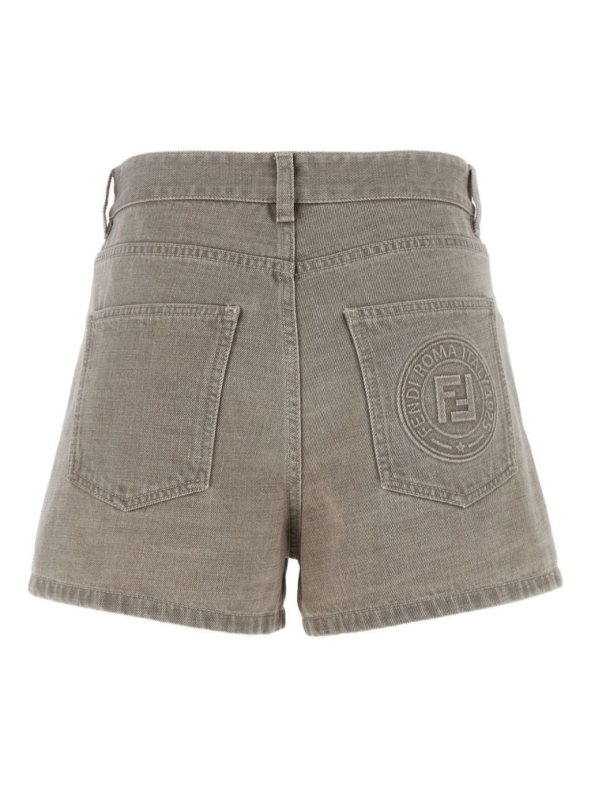 Fendi Grey Denim Shorts In Multi