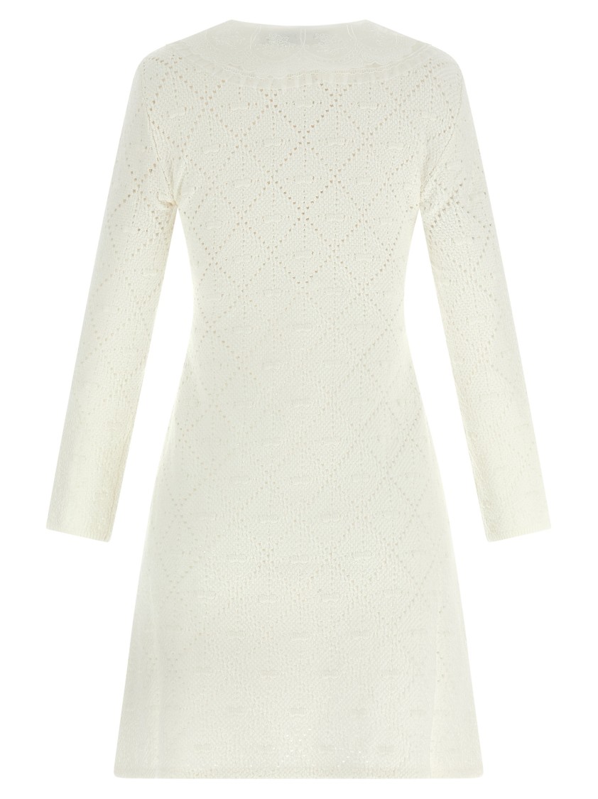 Self-portrait A-line Mini Dress With Velvet Bow In White