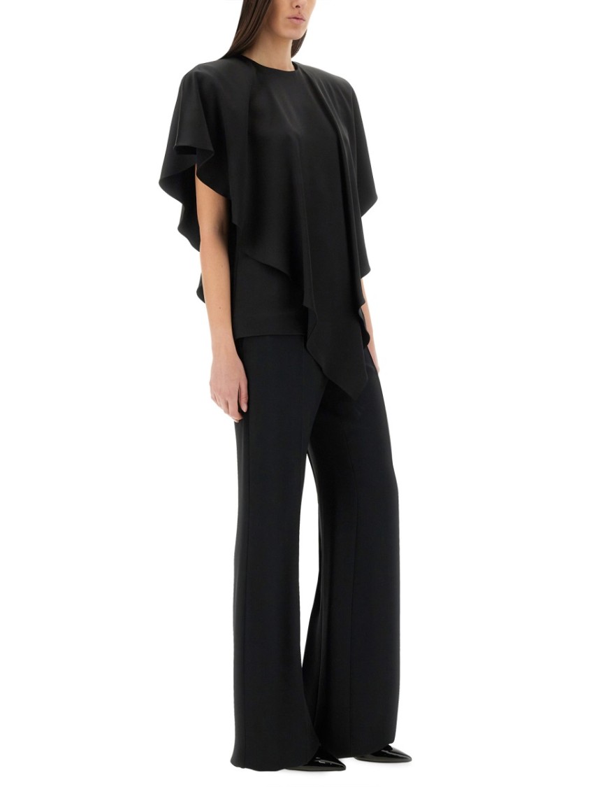 Stella Mccartney Asymmetric Layered Lightweight Satin Blouse In Black