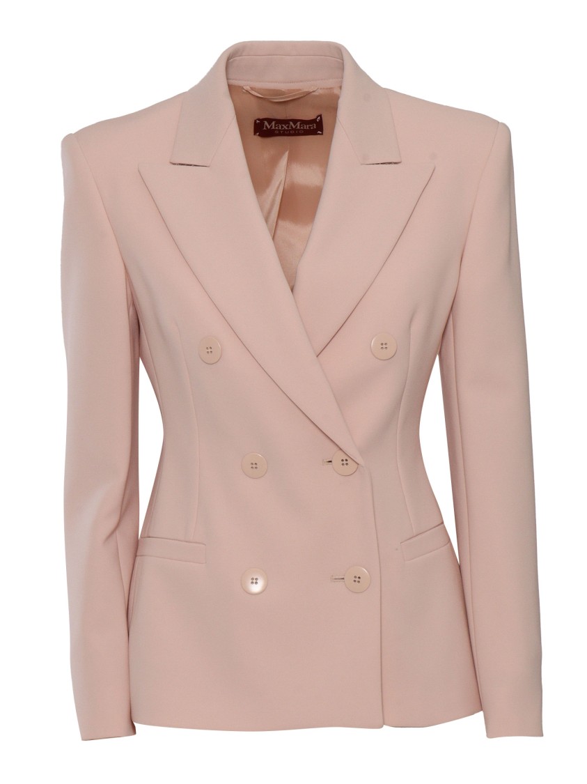 Max Mara Tailored Double-breasted Jacket With Sharp Lapels In Pink