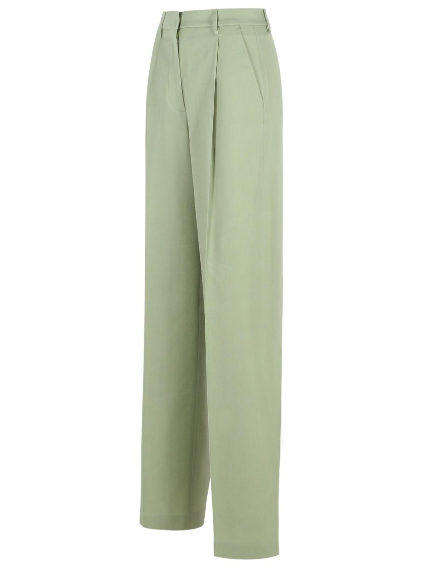 Golden Goose Tailored Trousers With Belt Loops And Pockets In Green