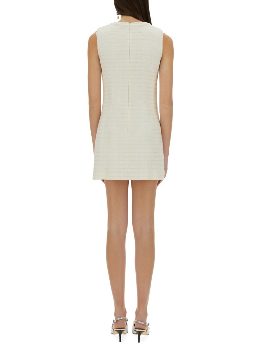 Self-portrait Bouclé Mini Dress With Bow In White