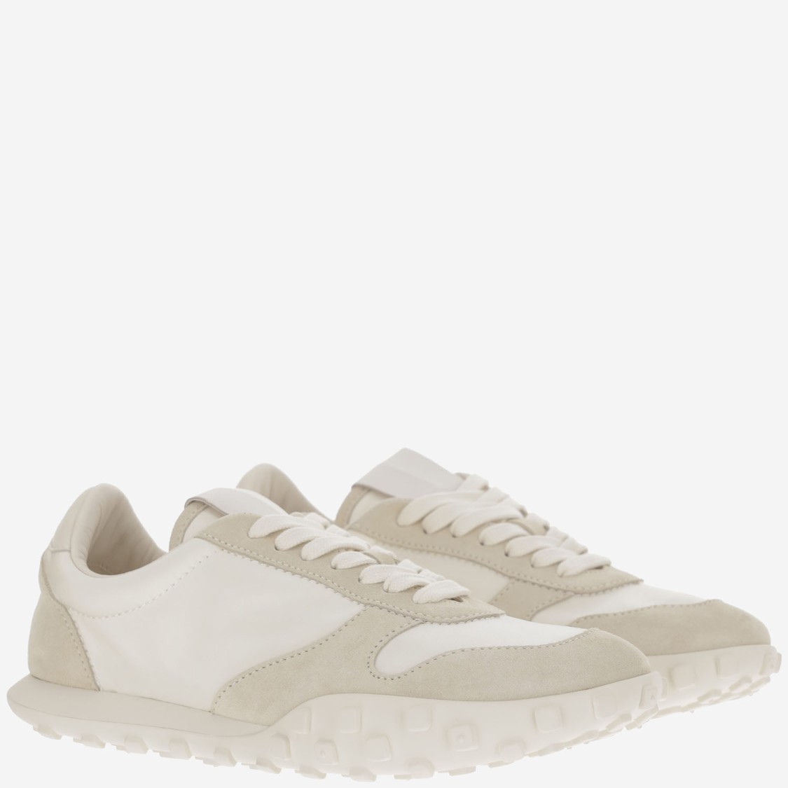 Jil Sander Women White Leather And Suede Moon Sneakers In Neutrals