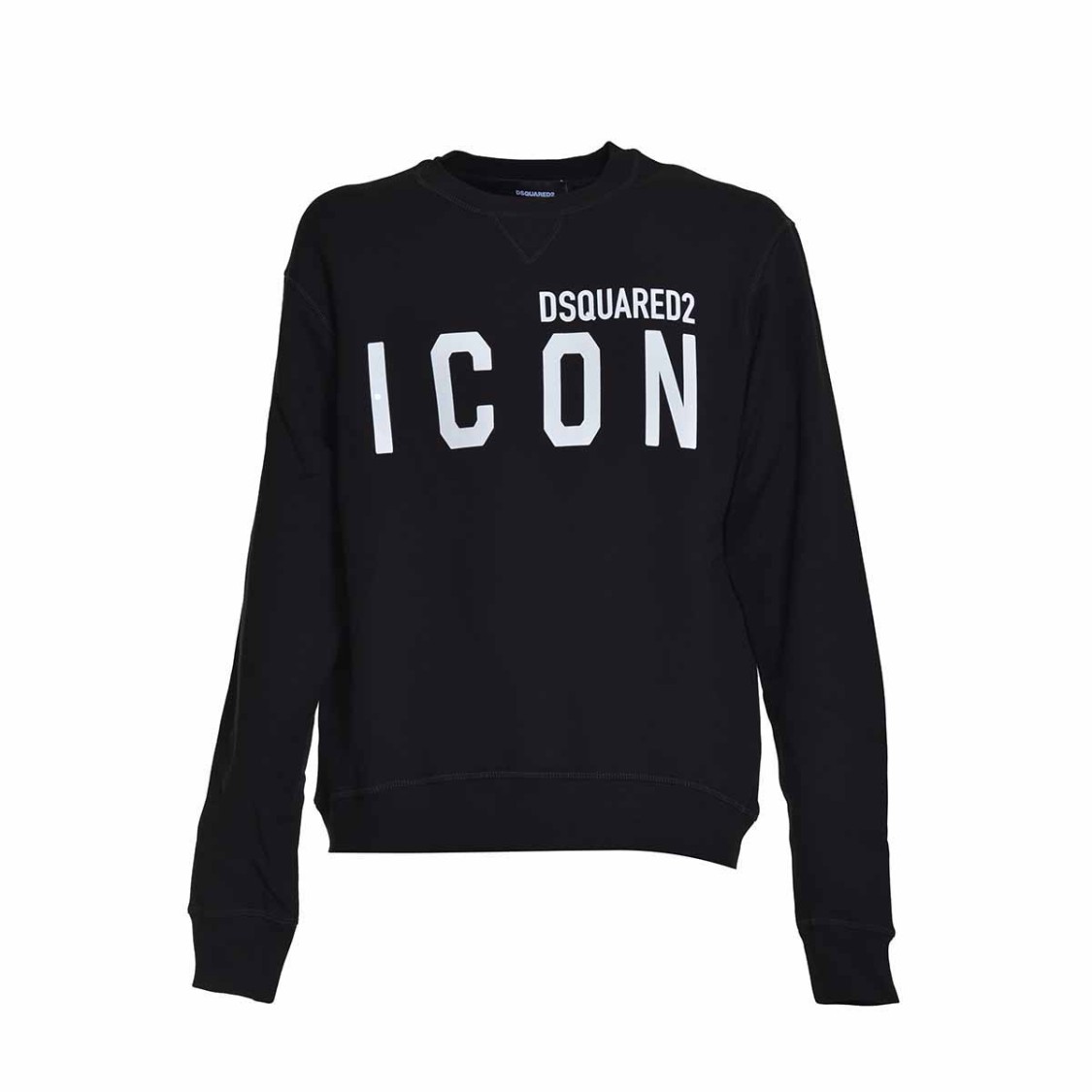 DSQUARED2 DSQUARED2 BLACK CREWNECK SWEATSHIRT WITH BOLD ICON PRINT