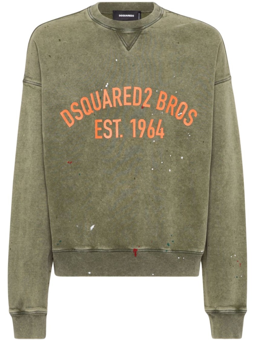 Dsquared2 Relaxed Fit Crew Neck Sweater With Distressed Detailing In Green