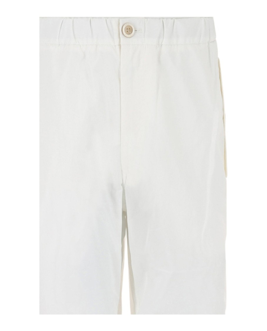 Ferragamo Mid-rise Straight Leg Pants With Flap Pockets In White
