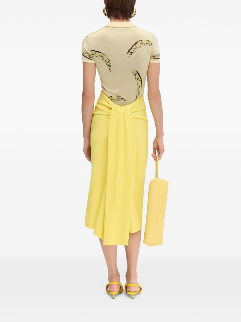 Jacquemus Womens Banana Jacquard Yellow The Marino Banana-print Woven-knitted Polo Top