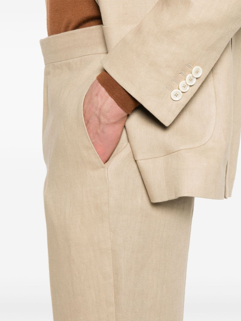 Lardini Beige Drop Trousers With Concealed Fastening And Tailored Finish In Neutral