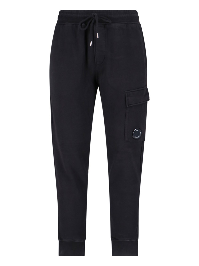 C.p. Company Utility Trousers With Elastic Waistband And Cargo Pocket In Black
