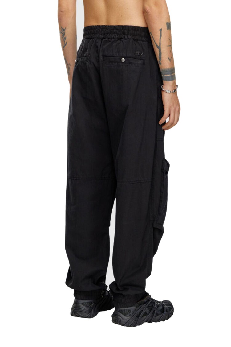 Diesel Multicolor Relaxed Fit Trousers With Drawstring Waist In Black