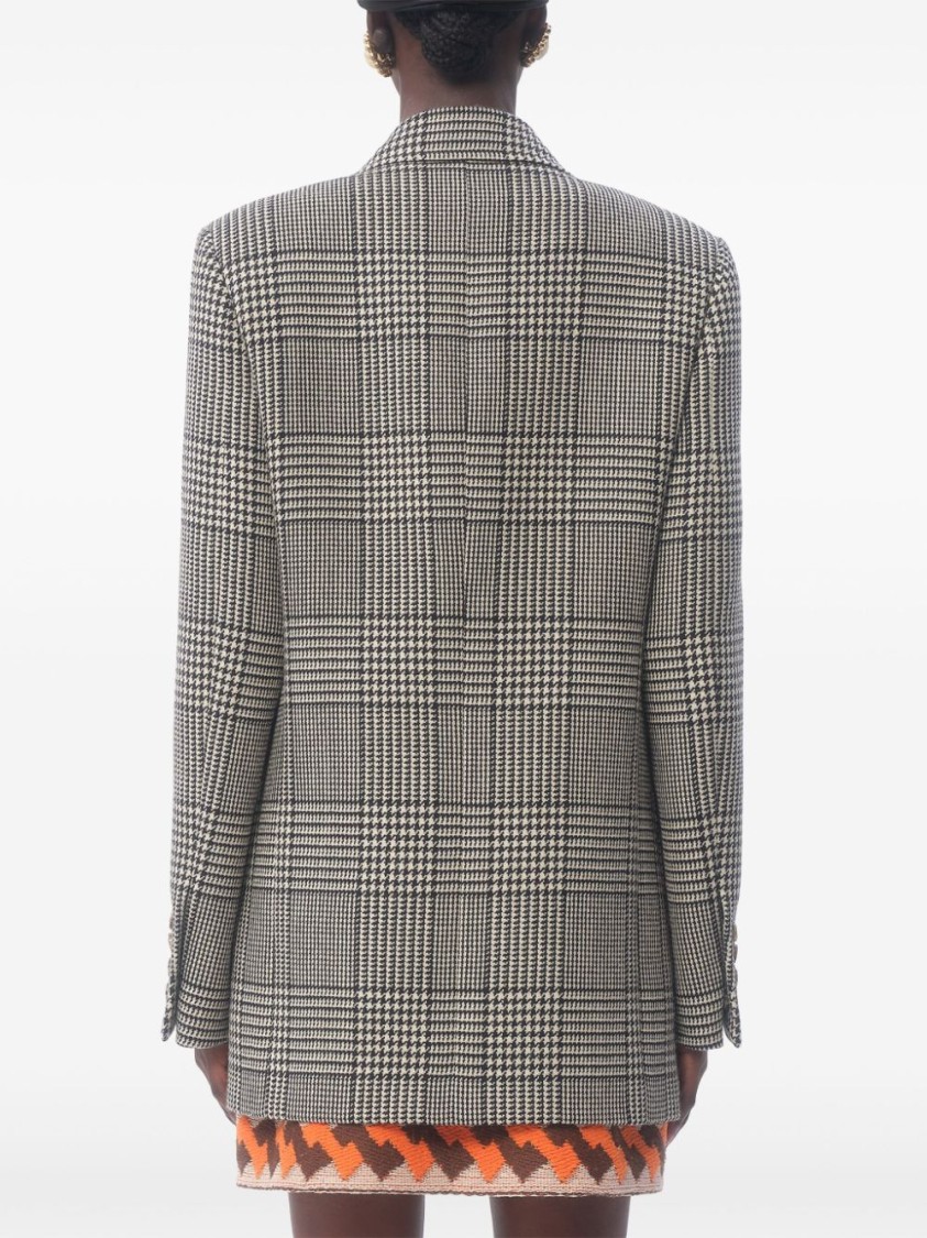 Shop Valentino Grey Double-breasted Wool Houndstooth Blazer