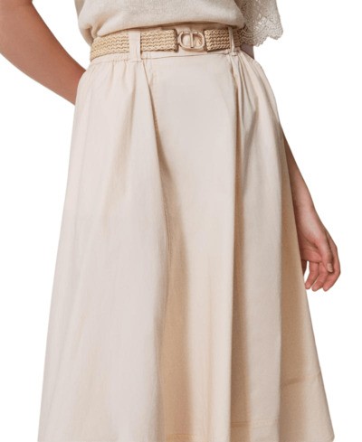 Twinset Twin-set Knee-length Flared Skirt With Removable Raffia Belt