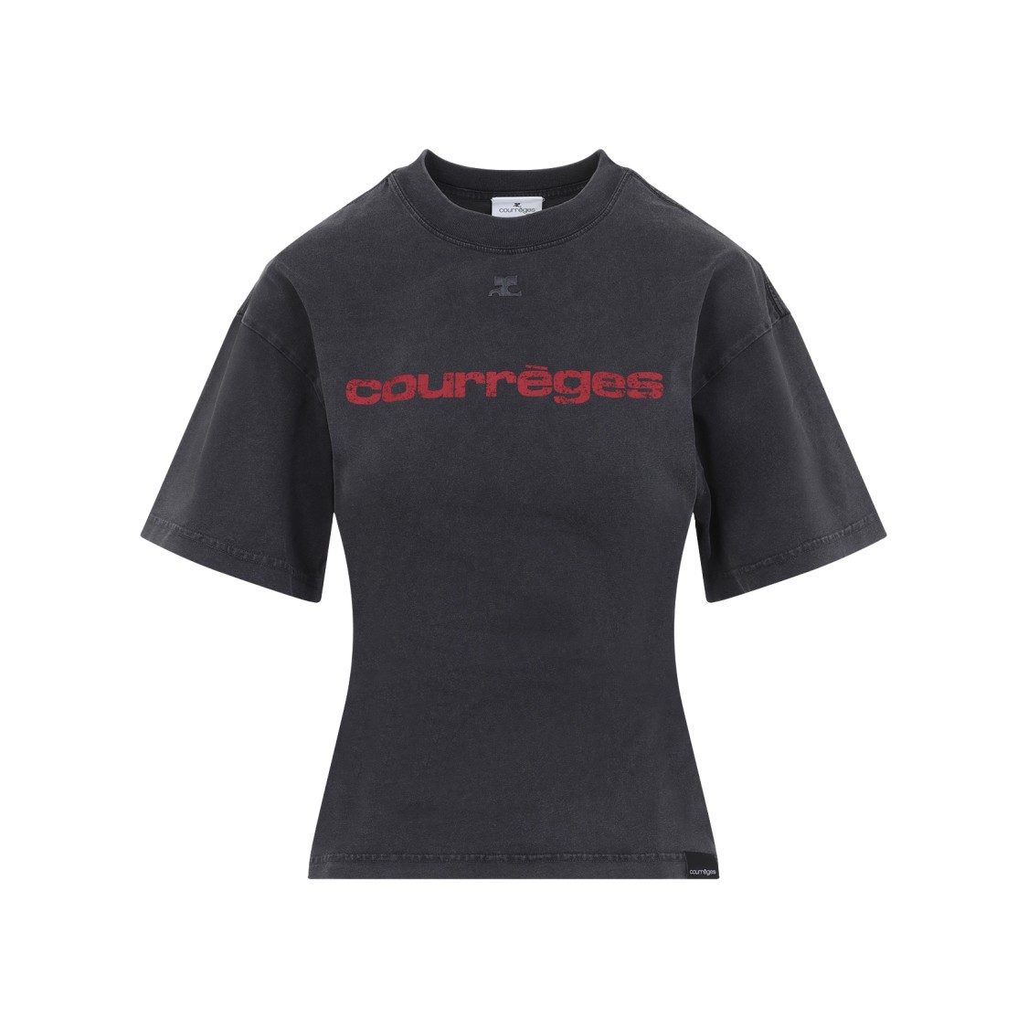 Shop Courrèges Relaxed Fit Crew Neck T-shirt In Black